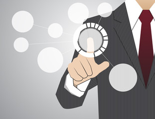 Businessman working with modern virtual technology, hand touchin