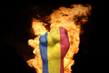fire fist with the national flag of romania