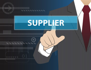 Businessman working with modern virtual technology, hand touchin