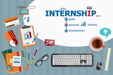 Internship design and flat design illustration concepts 