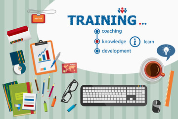 Training design and flat design illustration concepts 