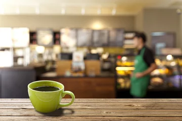 Keuken spatwand met foto coffee cup in coffee shop © bennnn