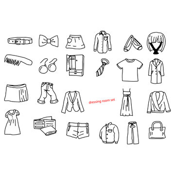 illustration vector doodles hand drawn objects in dressing room
