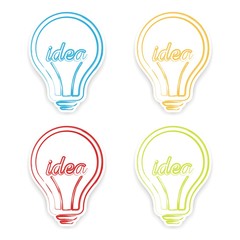 Idea Lamp Icon. Hand drawn lamp sticker