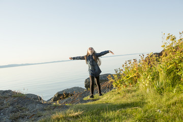 Girl at the sunset