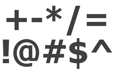 Black matrix pattern on english character
