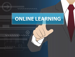 Businessman working with modern virtual technology, hand touchin