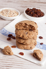 homemade oatmeal cookies with raisins