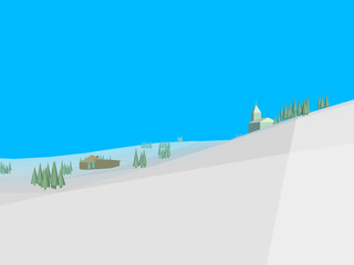 Low poly retro style frozen land