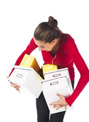 Woman Carrying Boxes