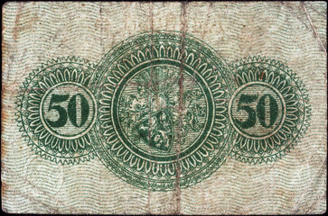 Historische Banknote, Notgeld, 1920, Fünfzig Pfennig, Deutschland