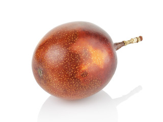 single passion fruit isolated on white