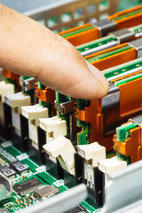 memory module in system board, closeup