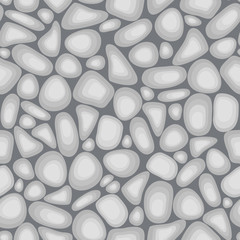 Pebbles seamless pattern.Sand stone seamless background texture. Light grey vector pebble illustration. - 91152335