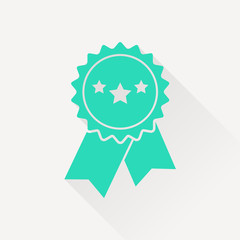 Vector badge with ribbons and stars icon, vector illustration