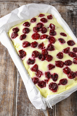 Cherry cake with lady finger biscuits