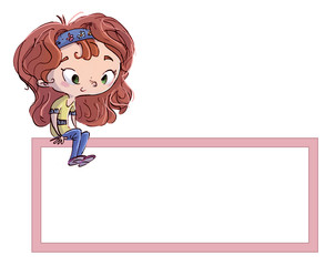 niña sentada con tablero