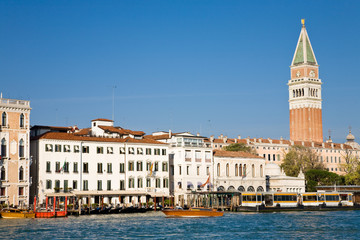 Fototapeta na wymiar Grand Canal and bell tower, Venice, Italy