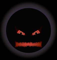 halloween evil face with a toothy maw with a halo