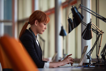 business woman working on computer at office