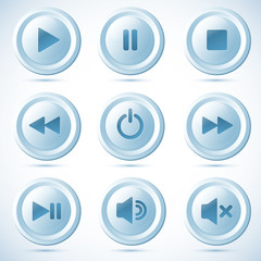 Blue plastic vector navigation buttons