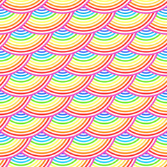 Rainbow fish scales vector seamless pattern