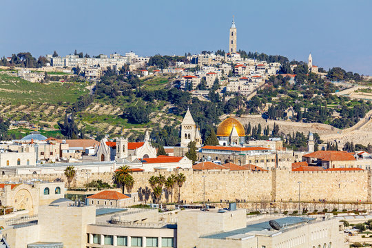 Aerial View of Jerusalem before Sunset
