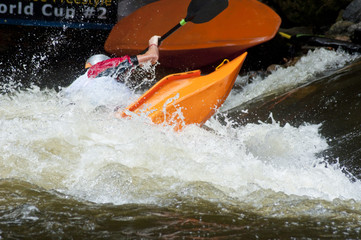 Fototapeta premium Kayak competition on the Pigeon River.