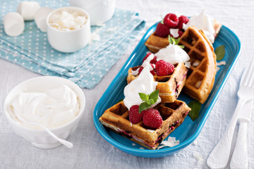 Coconut raspberry waffles