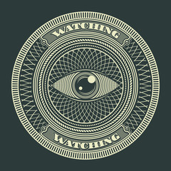 Eye Decorative Circle Sign Symbol Vector Illustration. Suitable for graphic element, apparel, and other design needs. Non-Layered