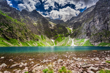 Wonderful lake in the Tatra Mountains at summer - obrazy, fototapety, plakaty