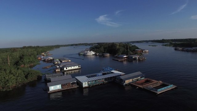 Aerial View of Floating Houses in Manaus, Amazon, Brazil