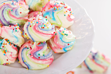 Colorful meringues rainbow colors