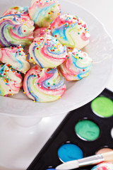 Colorful meringues rainbow colors