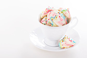 Colorful meringues rainbow colors
