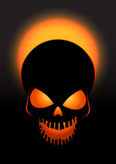 Halloween skull vector background. Illustration of Halloween skull with orange and black colors.