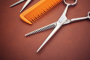 Hair cutting shears and comb