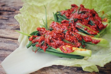 Green onion kimchi korean food