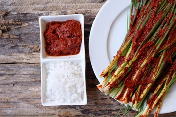 Green onion kimchi korean food