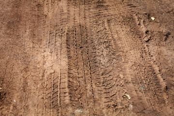 Texture of wheel track on country road