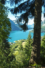Naklejka premium Portrait of italian mountain and lake