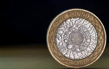 Macro Close Up of a British Two Pound Coin