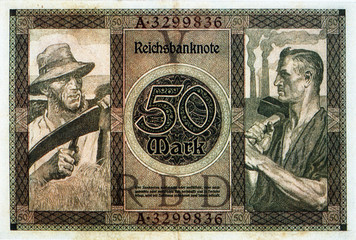 Historische Banknote, 23. Juli 1920, Fünfzig Mark, Deutschland