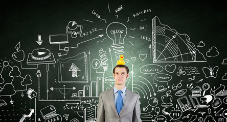 Businessman with duck