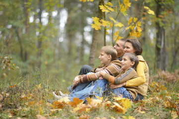 Happy beautiful family relaxing