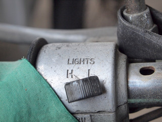 Close up of a motorcycle sign control