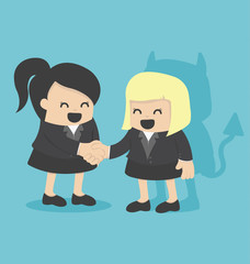 Obraz na płótnie Canvas Illustration Cartoons concepts Businesswoman shaking hand with d