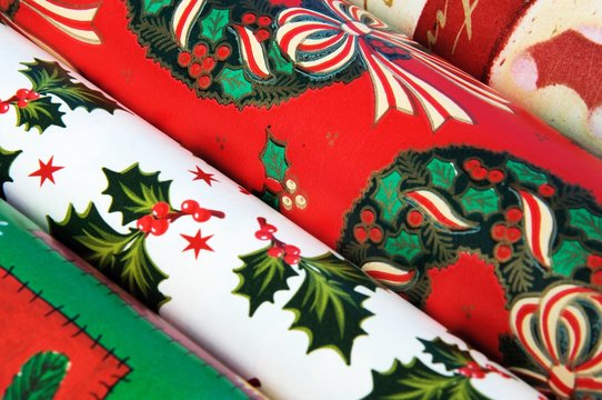 Christmas wrapping paper rolls.