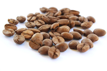 Coffee beans on white background