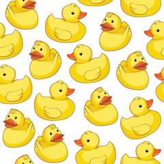 Vector seamless pattern with yellow ducks